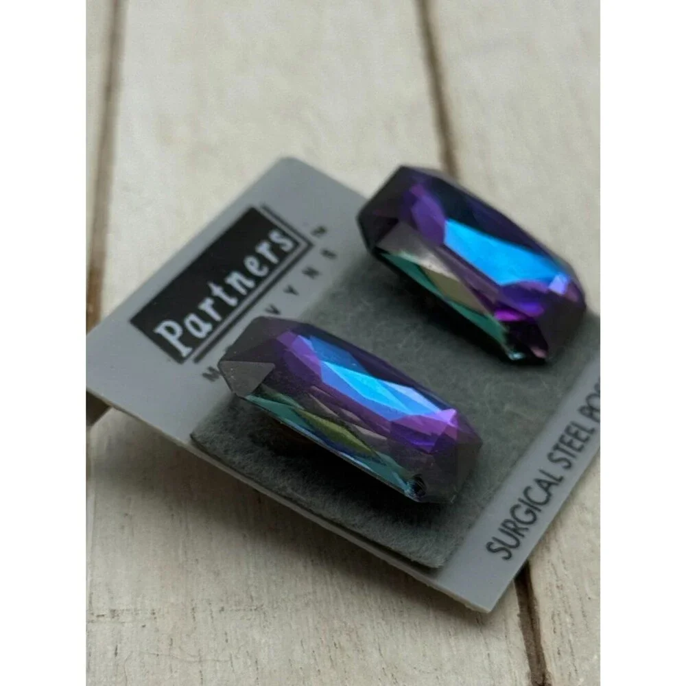 vintage partners iridescent pierced earrings